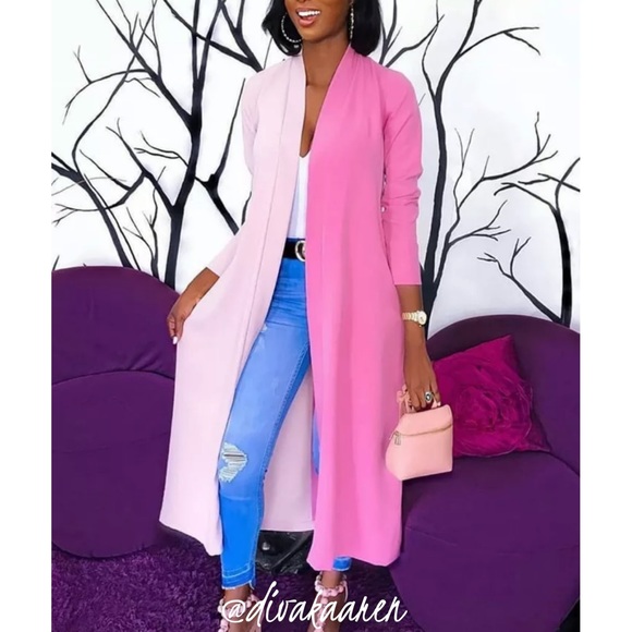 Sweaters - New Sizes  Duster Cardigan Kimono Pink
